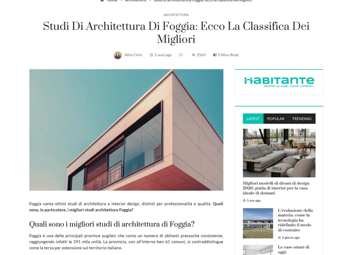 La classifica dei migliori Studi di Architettura di Foggia